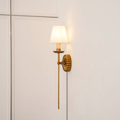 Fluted-Rosette Plug-in Wall Sconce