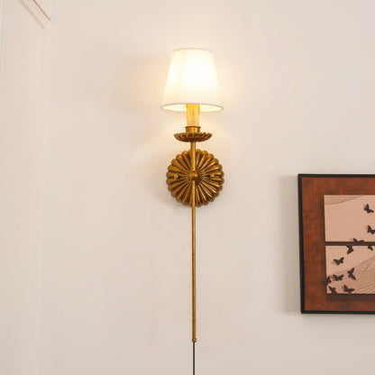 Fluted-Rosette Plug-in Wall Sconce