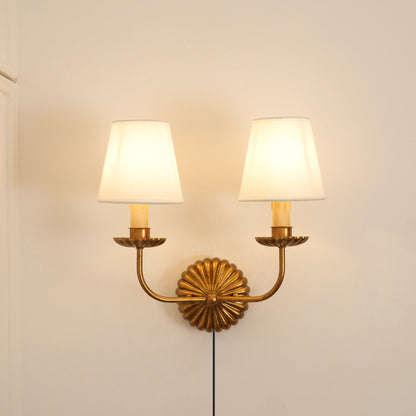 Fluted-Rosette Plug-in Wall Sconce