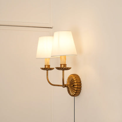 Fluted-Rosette Plug-in Wall Sconce