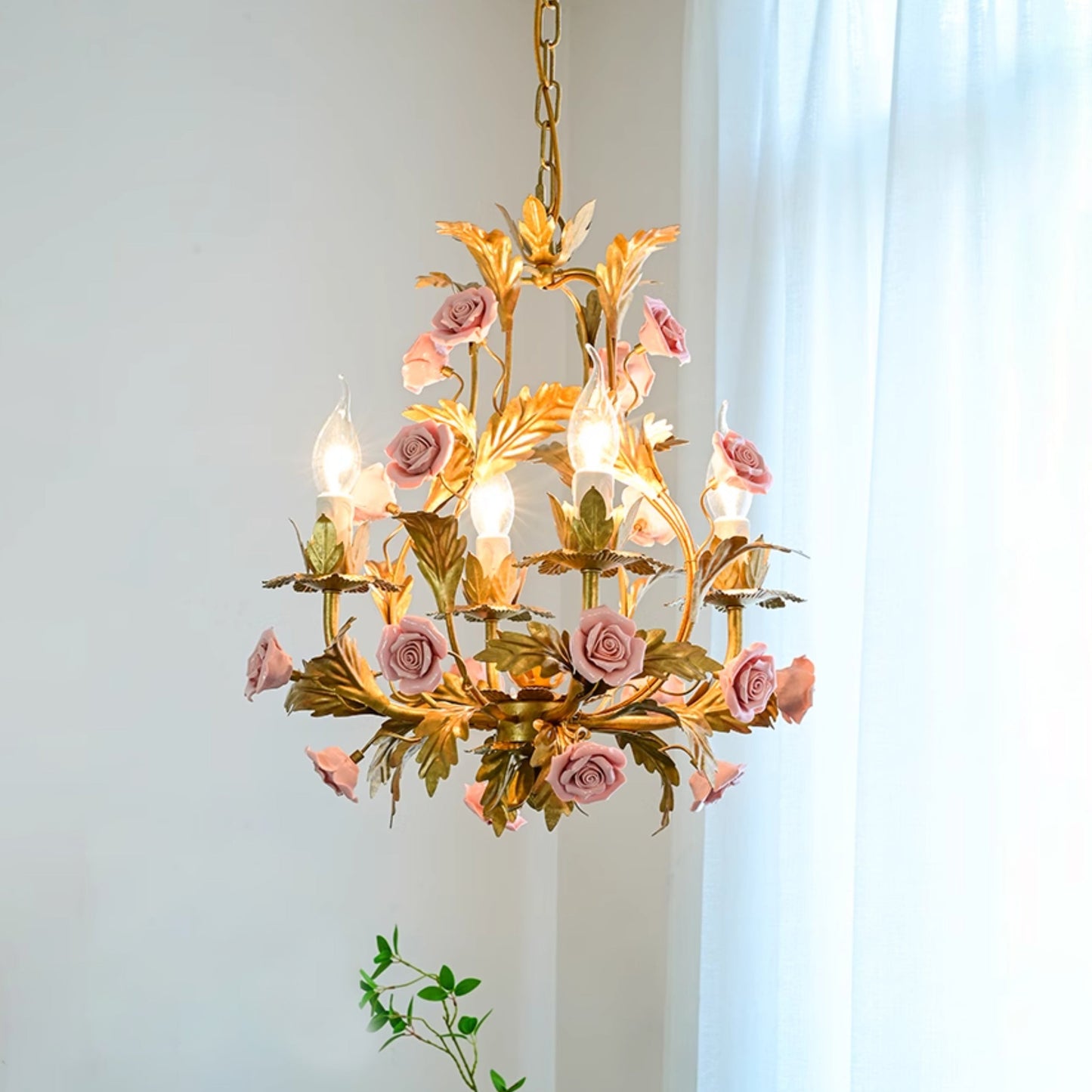 Ceramic Rose Chandelier