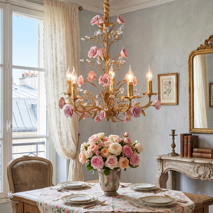 Ceramic Rose Vine Chandelier