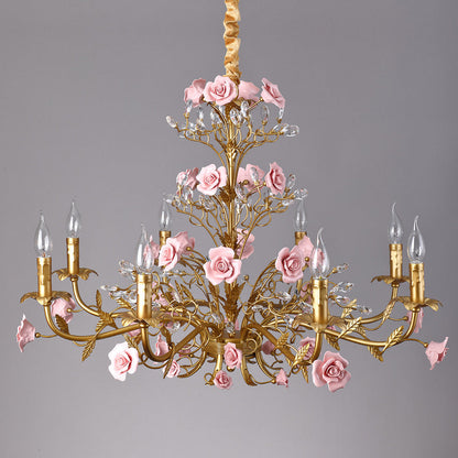 Ceramic Rose Vine Chandelier