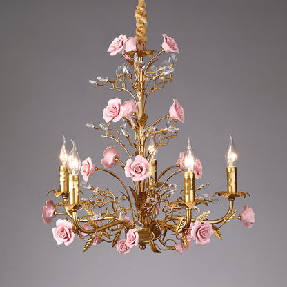 Ceramic Rose Vine Chandelier