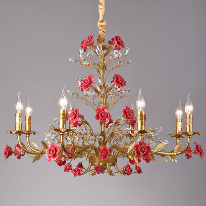 Ceramic Rose Vine Chandelier