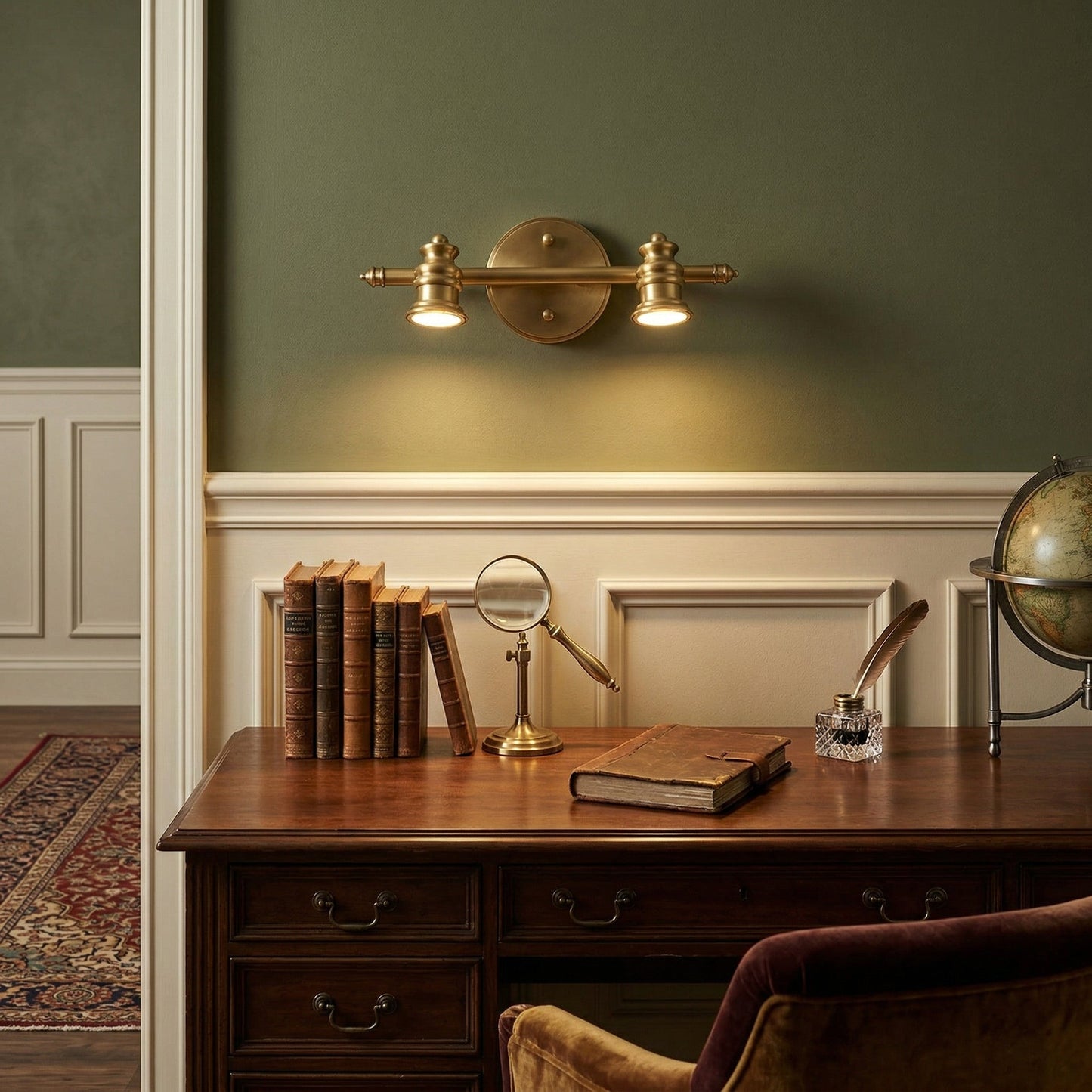 Halophane Brass Wall Lamp