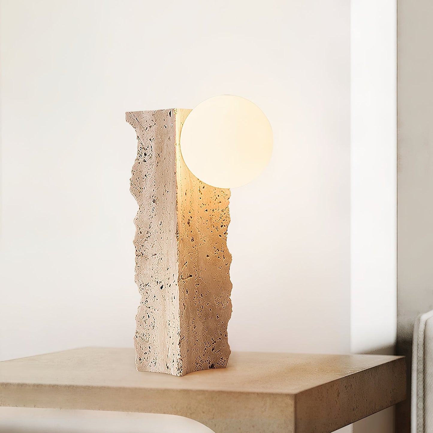 Conduit Travertine Table Lamp