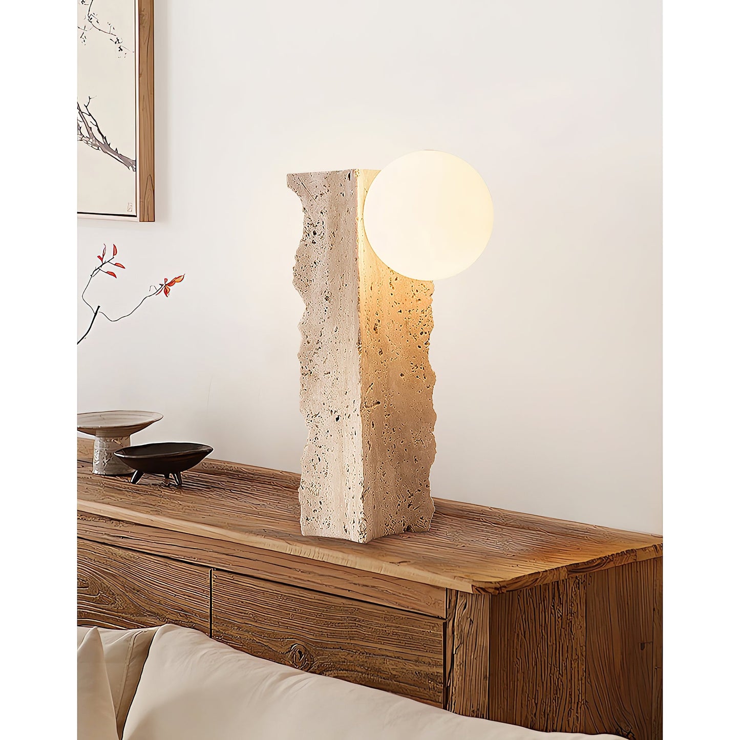 Conduit Travertine Table Lamp