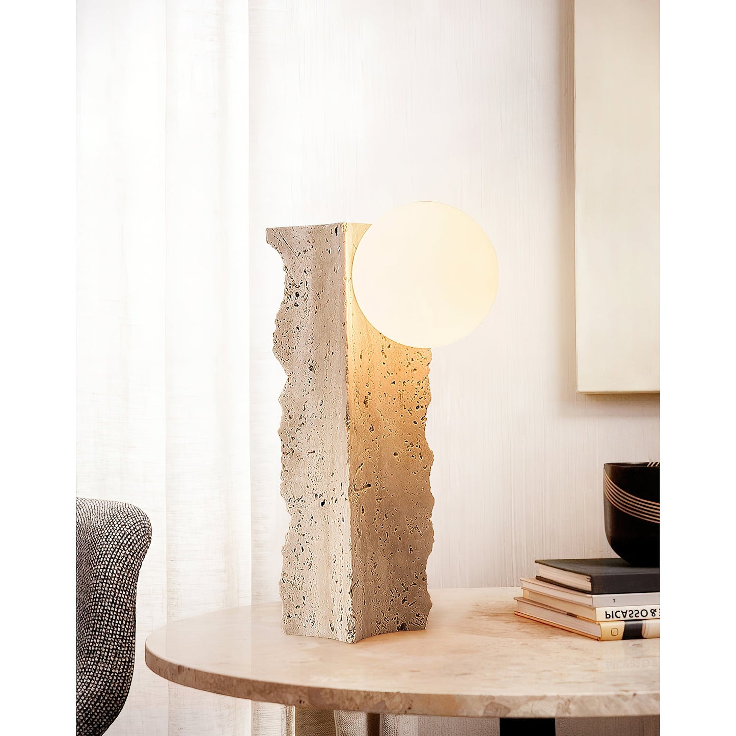 Conduit Travertine Table Lamp