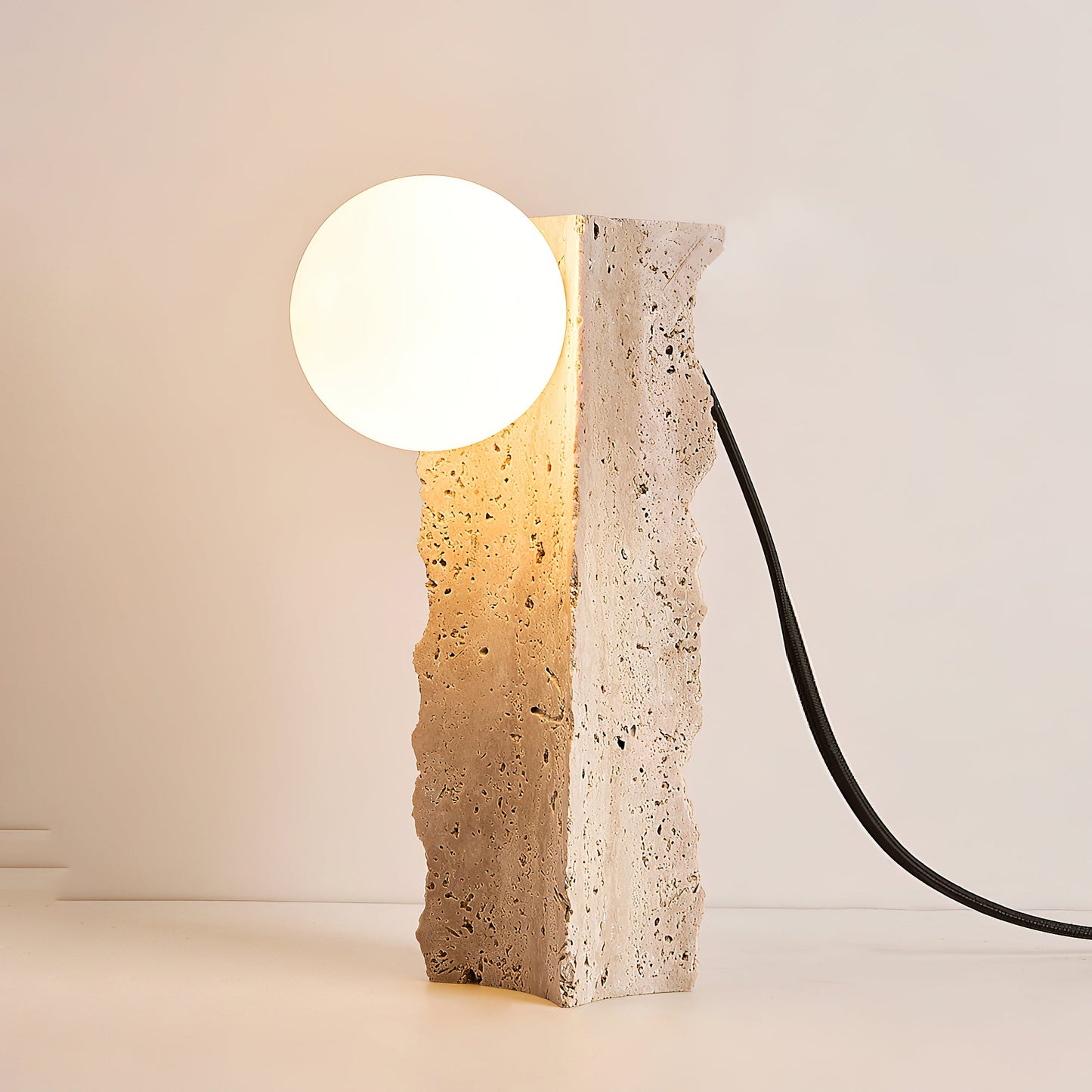 Conduit Travertine Table Lamp