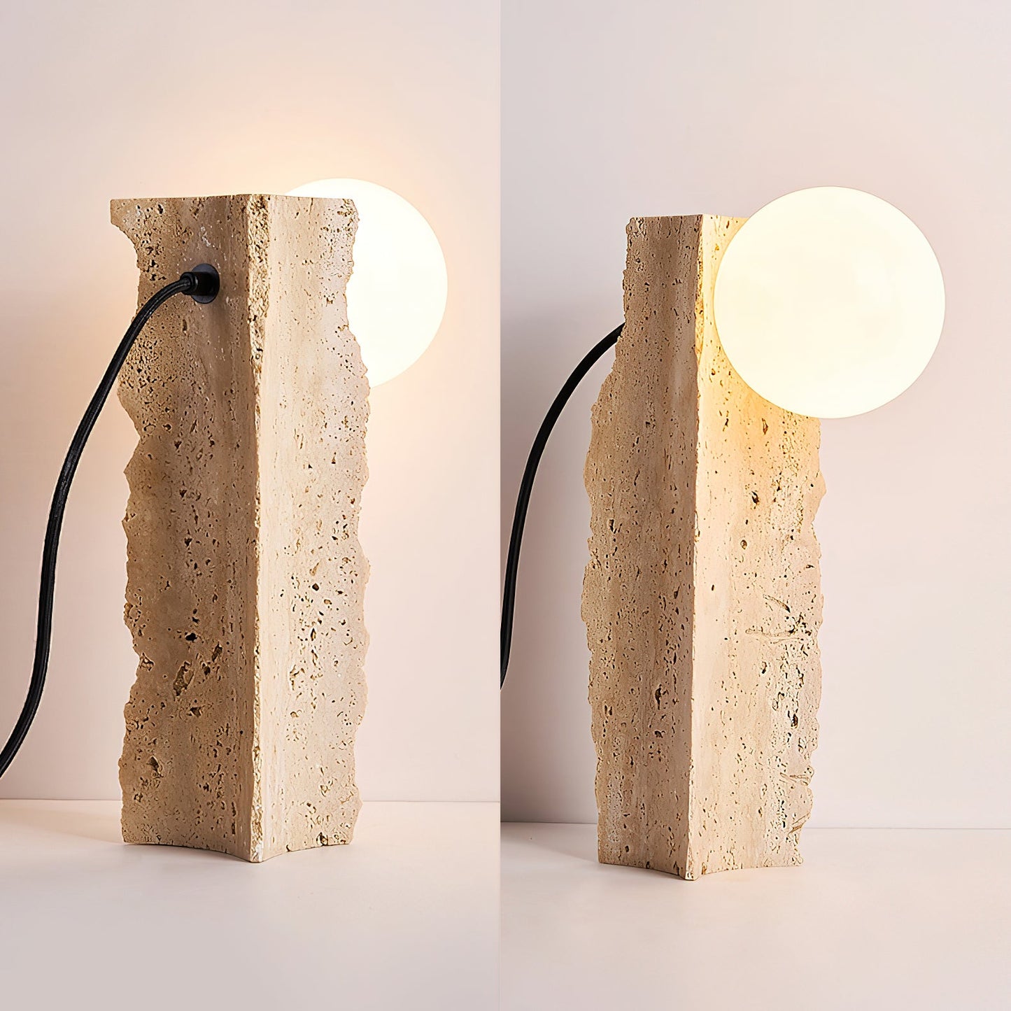 Conduit Travertine Table Lamp