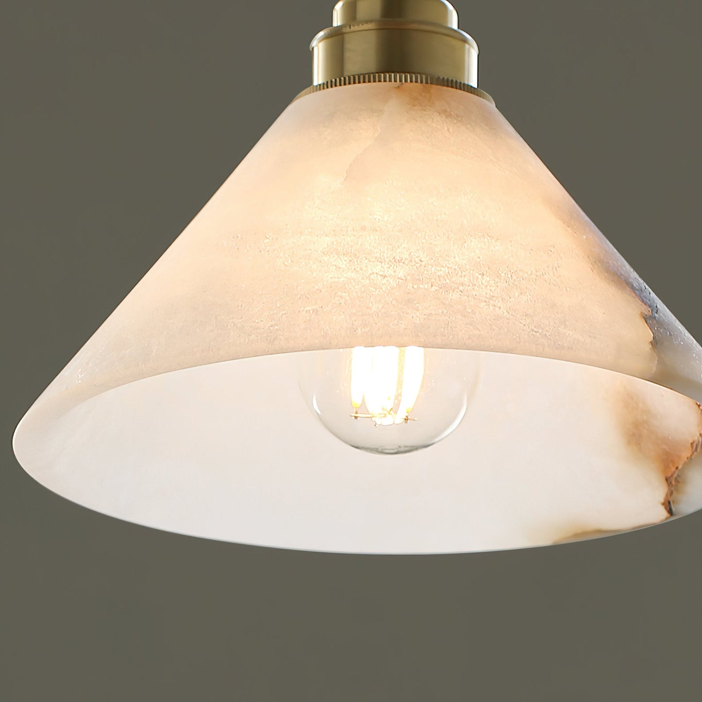 Conical Brass Alabaster Pendant Lamp