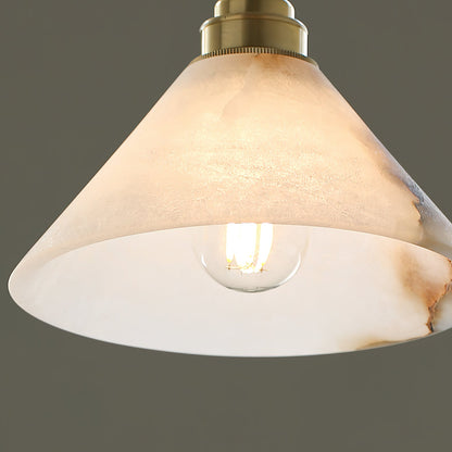 Conical Brass Alabaster Pendant Lamp