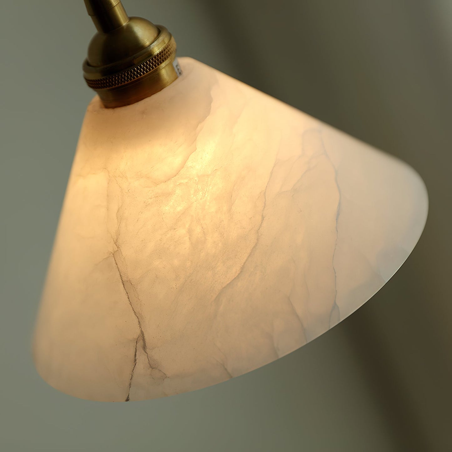 Conical Brass Alabaster Pendant Lamp