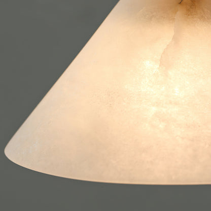 Conical Brass Alabaster Pendant Lamp