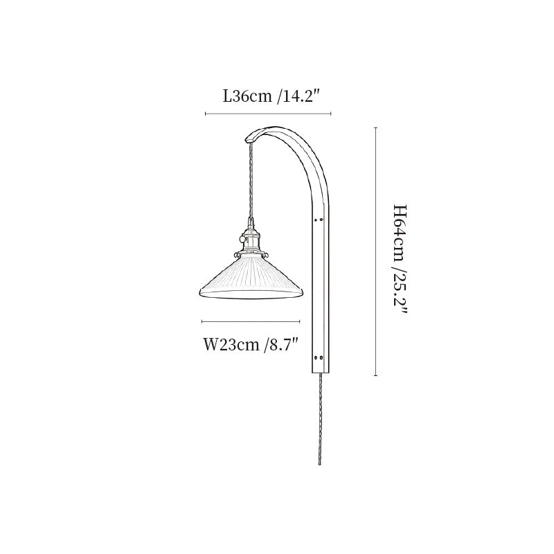 Curved Walnut Ceramic Plug-in Wall Light