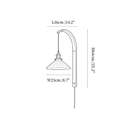 Curved Walnut Ceramic Plug-in Wall Light
