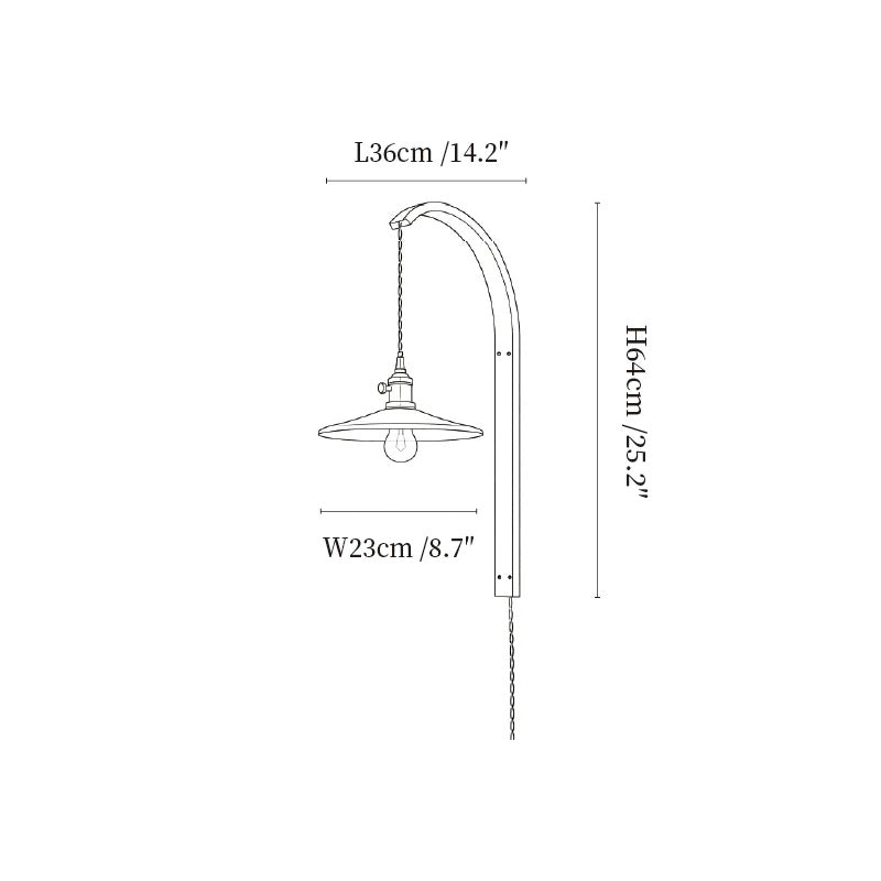 Curved Walnut Ceramic Plug-in Wall Light