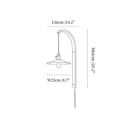 Curved Walnut Ceramic Plug-in Wall Light