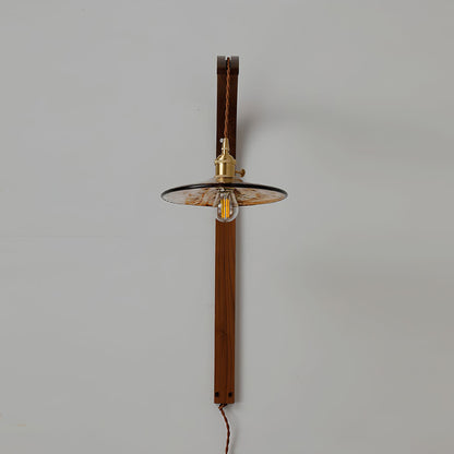 Curved Walnut Ceramic Plug-in Wall Light