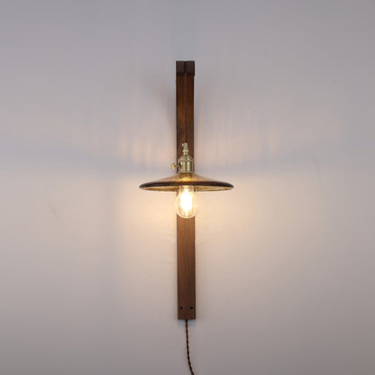 Curved Walnut Ceramic Plug-in Wall Light