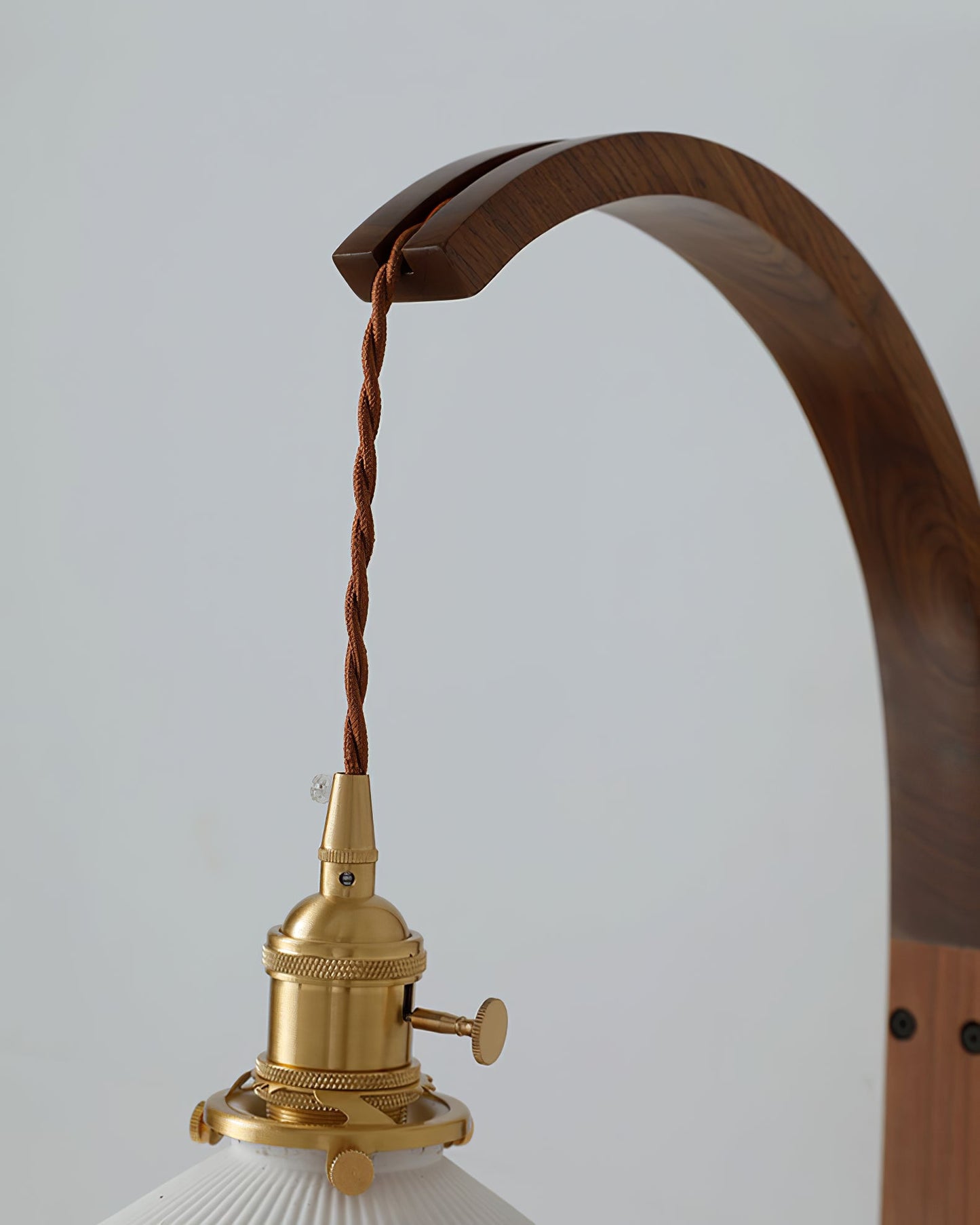 Curved Walnut Ceramic Plug-in Wall Light