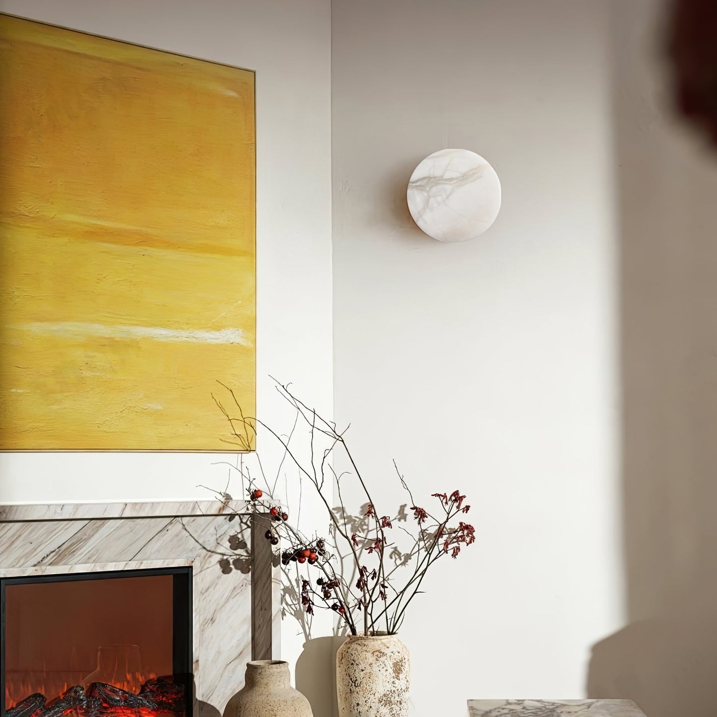 Cylindrical Alabaster Wall Lamp