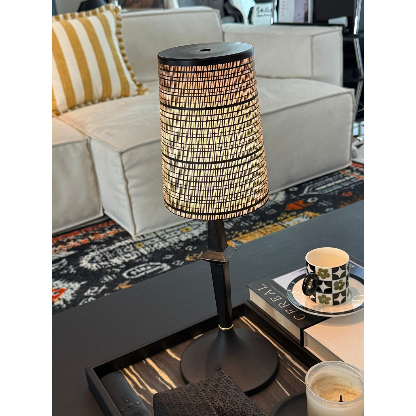 Devon Black Table Lamp (Built-in Battery)