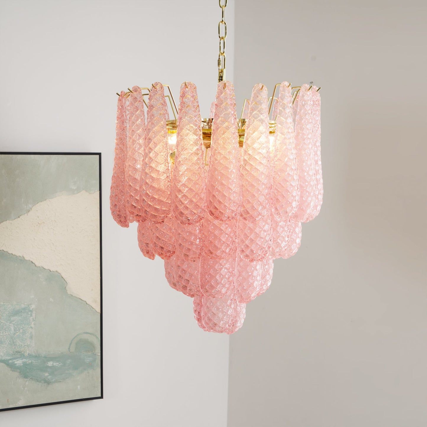 Drop Pink Chandelier