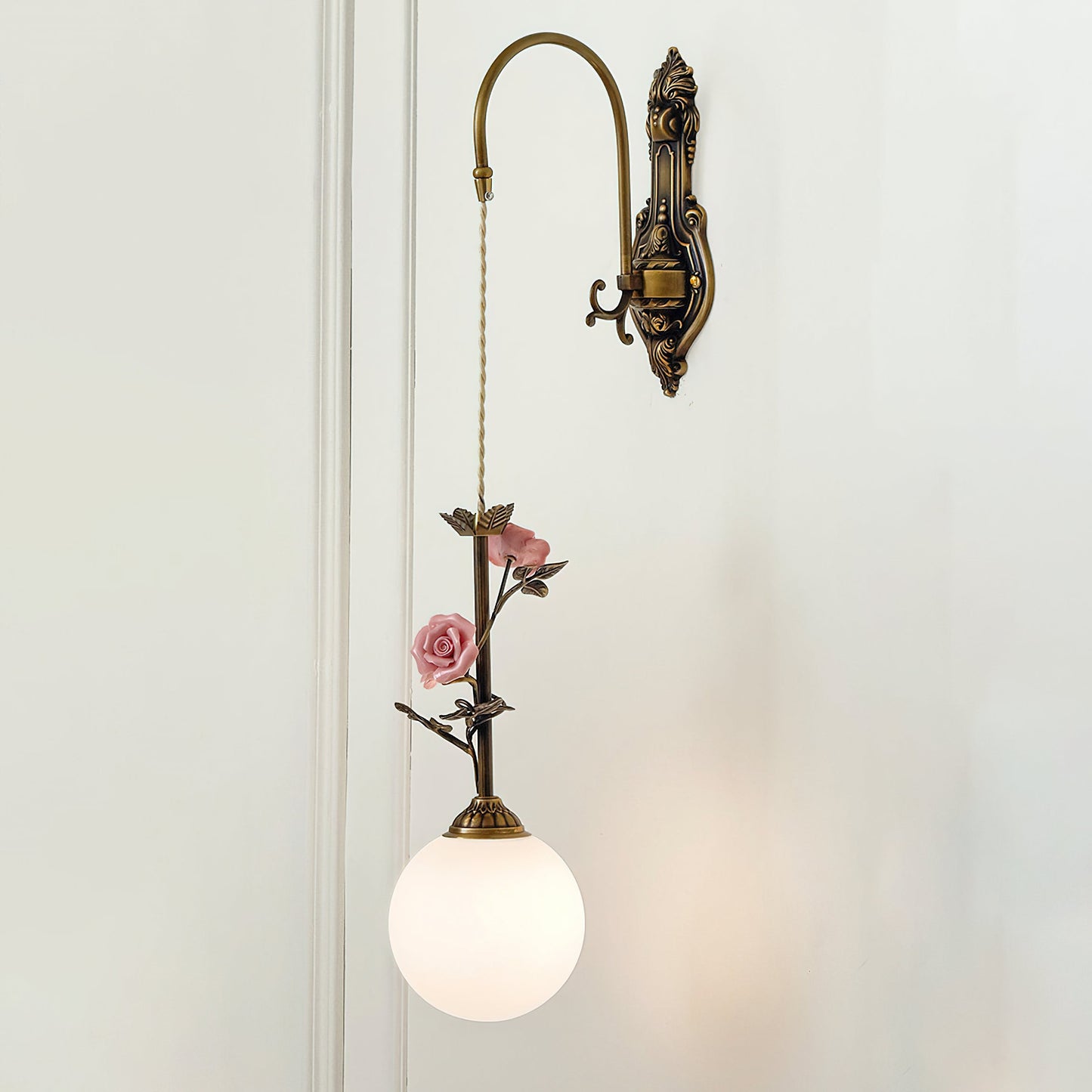 Evelyn Glass Rose Wall Sconce