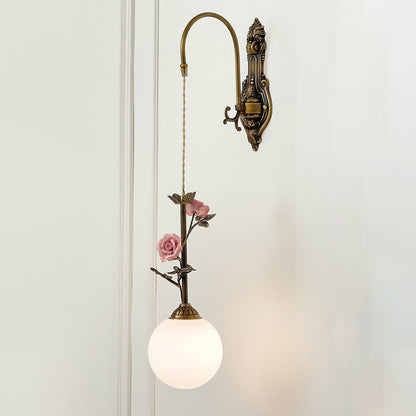 Evelyn Glass Rose Wall Sconce