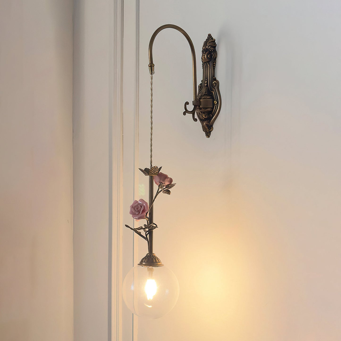 Evelyn Glass Rose Wall Sconce