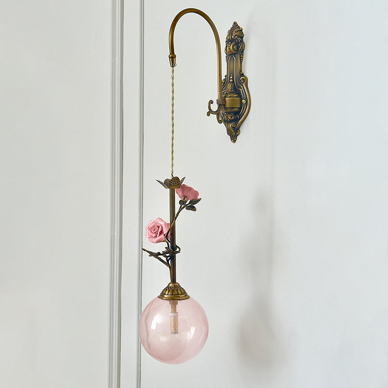 Evelyn Glass Rose Wall Sconce