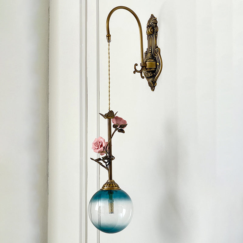 Evelyn Glass Rose Wall Sconce