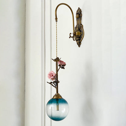 Evelyn Glass Rose Wall Sconce