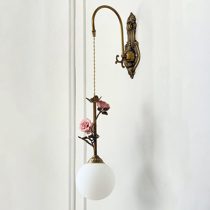 Evelyn Glass Rose Wall Sconce
