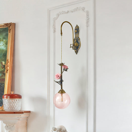 Evelyn Glass Rose Wall Sconce