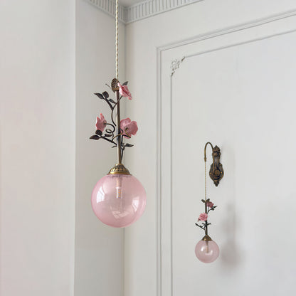 Evelyn Glass Rose Wall Sconce
