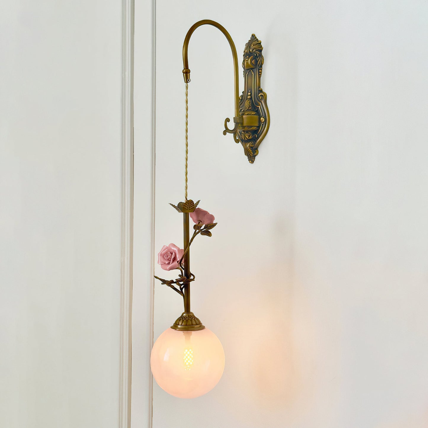 Evelyn Glass Rose Wall Sconce