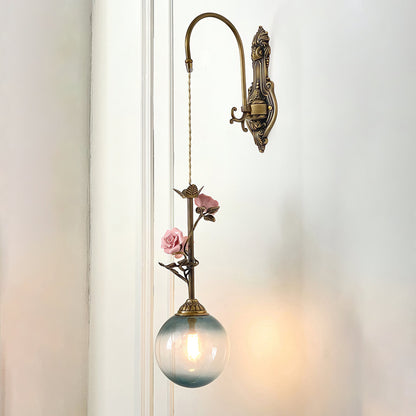 Evelyn Glass Rose Wall Sconce