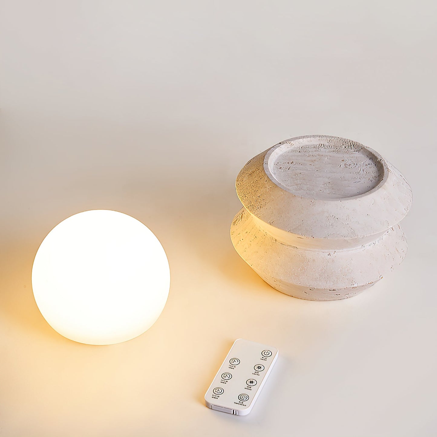 Fin Travertine Table Lamp (Built-in Battery)