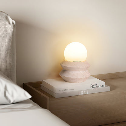Fin Travertine Table Lamp (Built-in Battery)