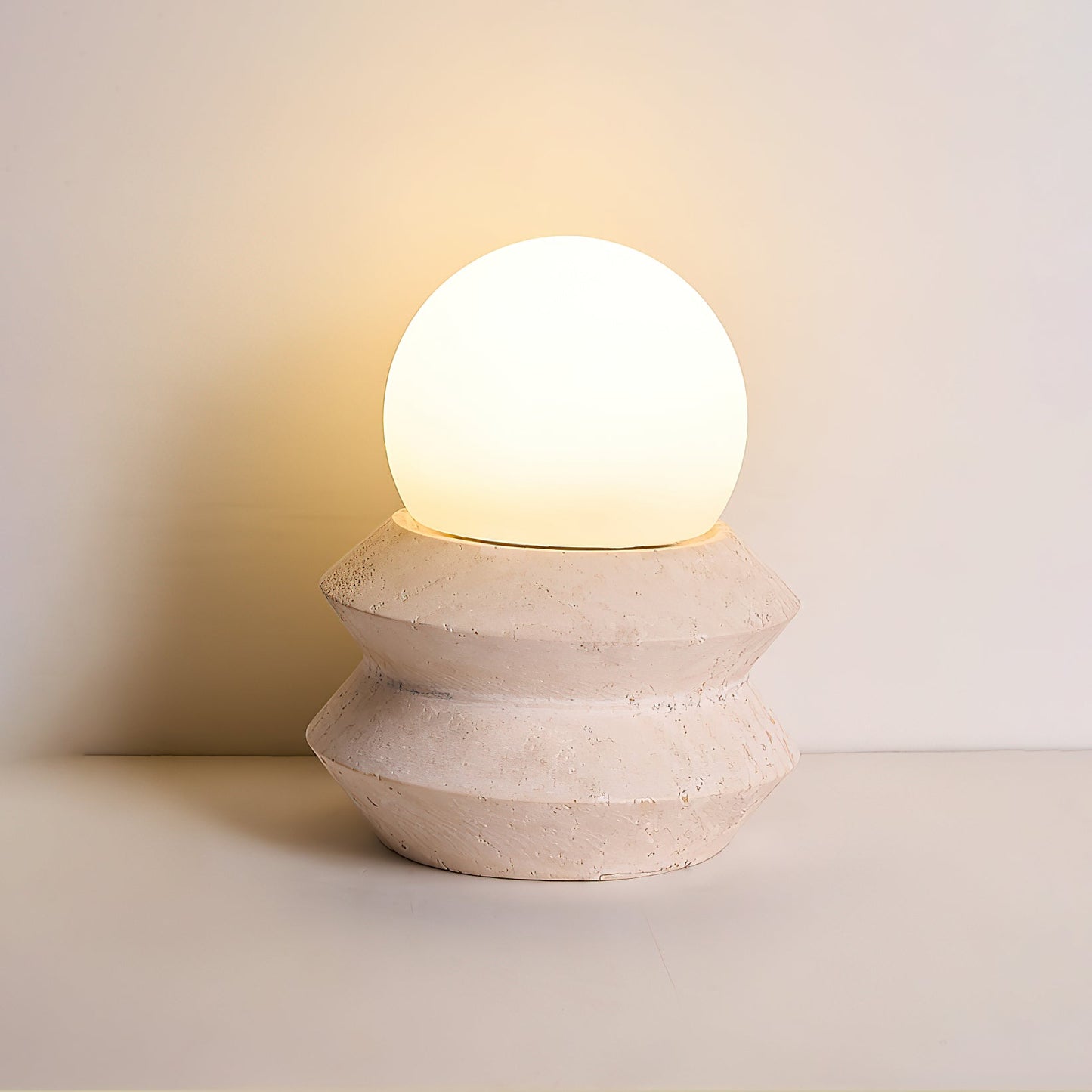 Fin Travertine Table Lamp (Built-in Battery)