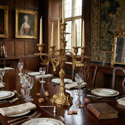 French Brass Seven-Light Candelabra