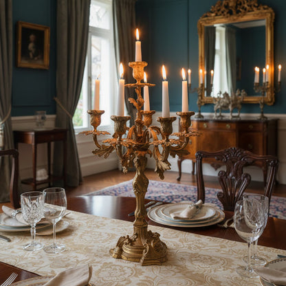 French Brass Seven-Light Candelabra