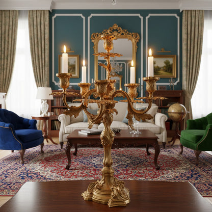 French Brass Seven-Light Candelabra
