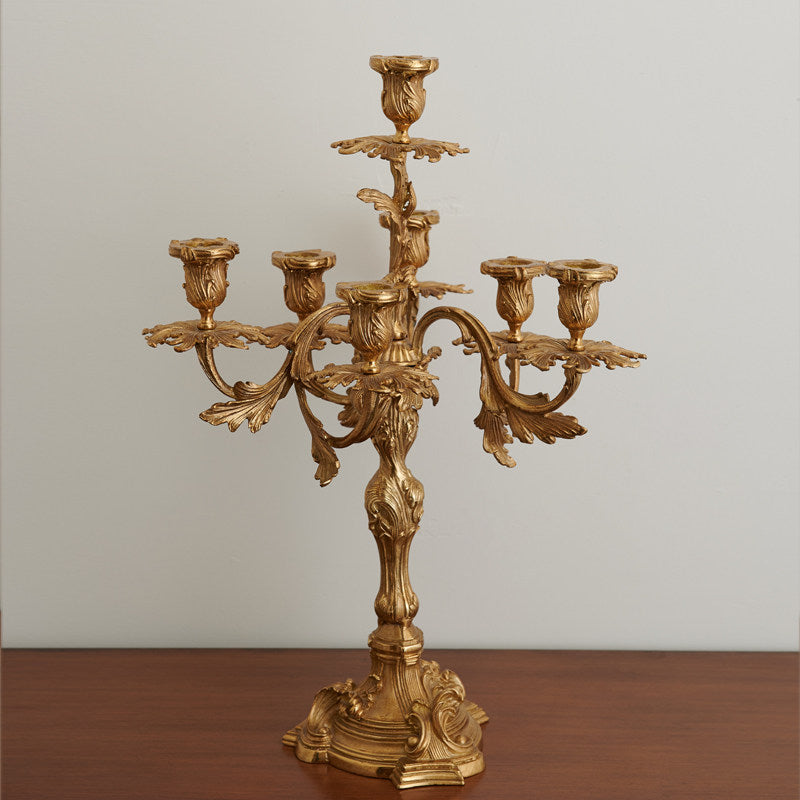 French Brass Seven-Light Candelabra