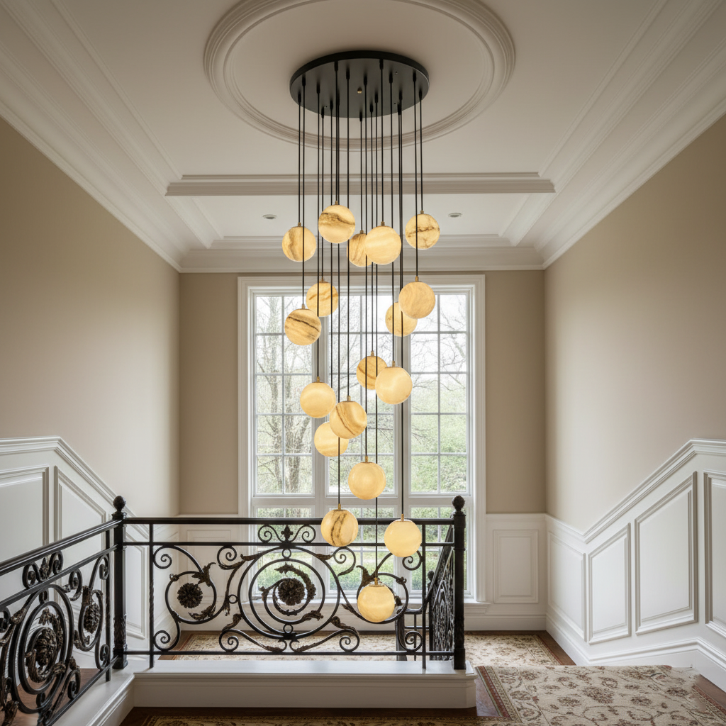Alabaster Balls Cluster Chandelier