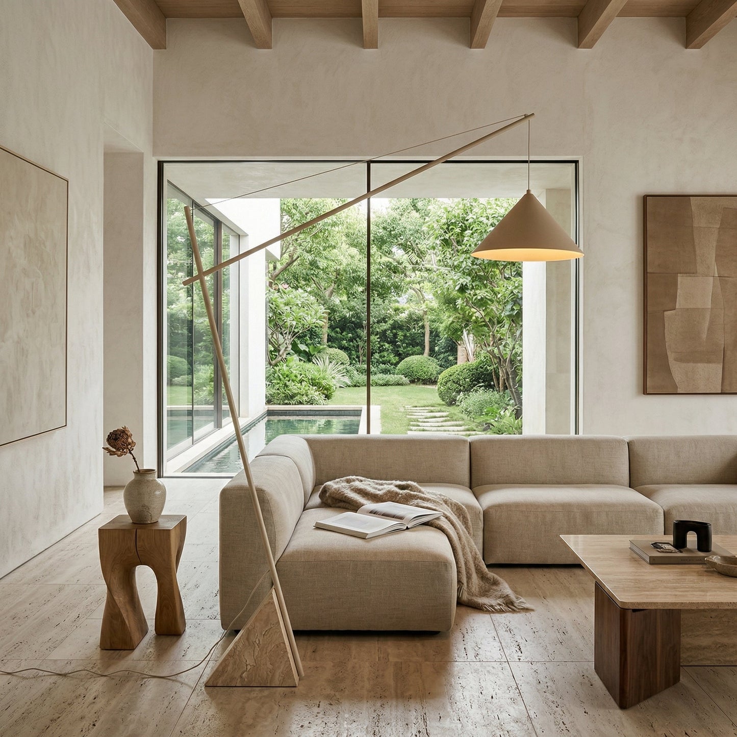 Grande Travertine Floor Lamp