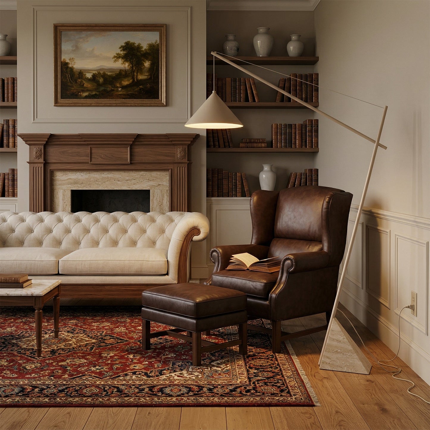 Grande Travertine Floor Lamp